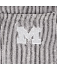 Women's Gameday Couture Gray Distressed Michigan Wolverines Vintage-Like Wash Corduroy Full-Snap Hooded Shacket