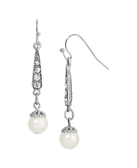 2028 Imitation Pearl Crystal Linear Drop Earring