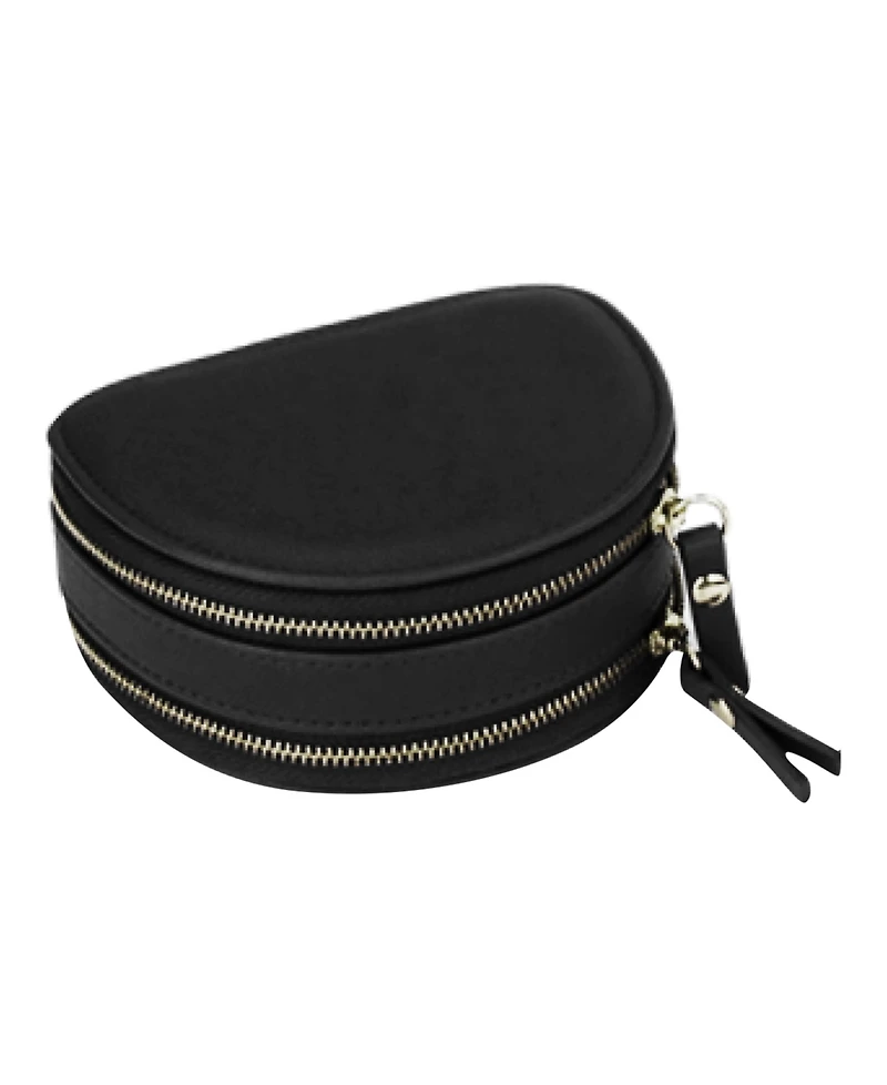 Mele & Co Duo Mini Fashion Half Moon Travel Jewelry Case in Leather