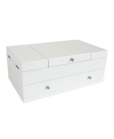 Mele Co. Everly Wooden Triple Lid Jewelry Box in White With interior