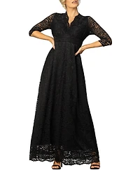 Kiyonna Women's Maria Lace A-Line Evening Gown with Pockets