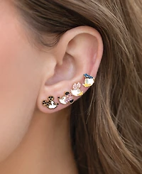 Girls Crew 18k Gold-Plated 4-Pc. Set Color Crystal Sweethearts Single Stud Earrings