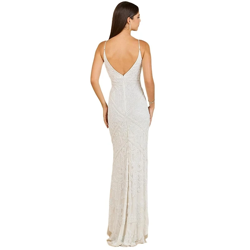 Lara Women's Beaded Spaghetti Strap Fitted Gown