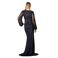 Lara Women's Long Sleeve Beaded Gown