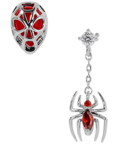 Girls Crew Color Crystal Spiderman Mismatch Stud & Drop Earrings