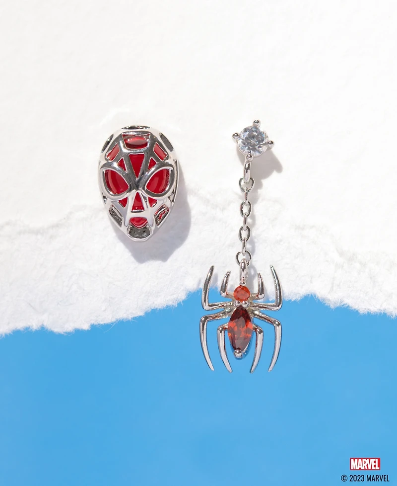 Girls Crew Color Crystal Spiderman Mismatch Stud & Drop Earrings