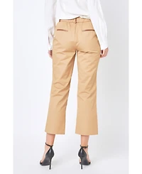 English Factory Women's Twill Cropped Flared Hem Pants