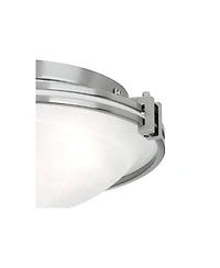 Possini Euro Design Modern Ceiling Light Flush Mount Fixture 16.75" Wide Brushed Nickel Silver Metal Marbleized Glass Shade for Bedroom Kitchen Living