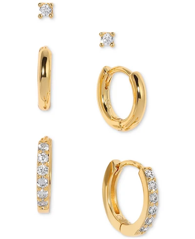 Girls Crew Gold-Tone 3-Pc. Set Crystal Essentials Earrings