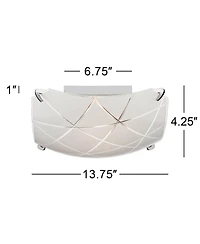 Lattice Modern Close To Ceiling Light Flush Mount Fixture 13.75" Wide Chrome Silver Frosted Glass Bowl Shade for Bedroom Hallway Living Room Dini