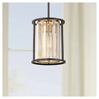 Possini Euro Design Milne Bronze Brown Gold Mini Pendant Lighting 8" Wide Modern Clear Crystal Rods Fixture for Dining Room House Bedroom Kitchen Isla