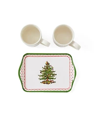 Spode Christmas Tree Polka Dot Mug and Tray Set, 3 Pieces