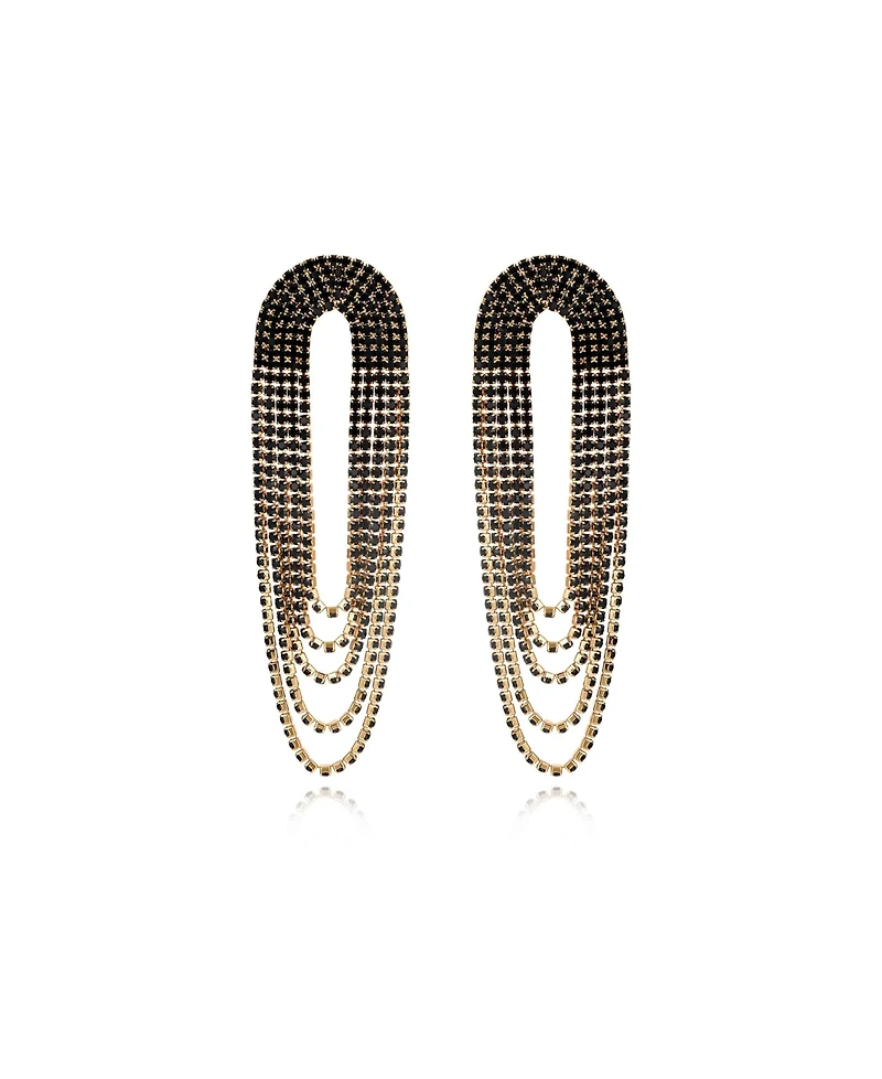 Ettika Glass Drape Fringe 18K Gold Plated Earrings