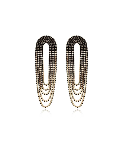 Ettika Glass Drape Fringe 18K Gold Plated Earrings