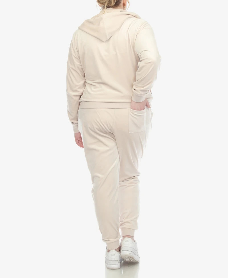 White Mark Plus Velour Tracksuit Loungewear 2pc Set
