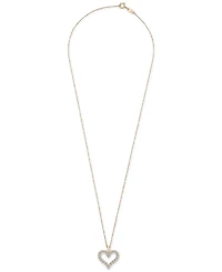 Diamond Open Heart Pendant Necklace (1 ct. t.w.) in 14k White or Yellow Gold, 18" + 2" extender