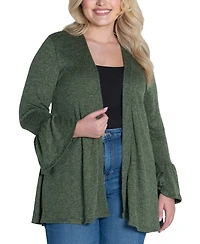 24seven Comfort Apparel Plus Bell Sleeve Open Cardigan Sweater