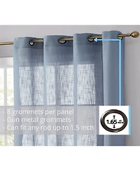 Hlc.me Abbey Faux Linen Textured Semi Sheer Privacy Sun Light Filtering Transparent Window Grommet Curtain Panels