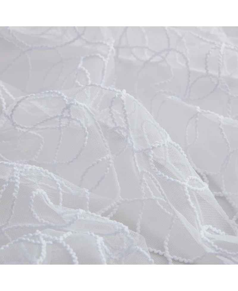Hlc.me Audrey Embroidered Premium Soft Decorative Sheer Voile Light Filtering Grommet Window Treatment Curtain Drapery Panels for Bedroom & Living Roo