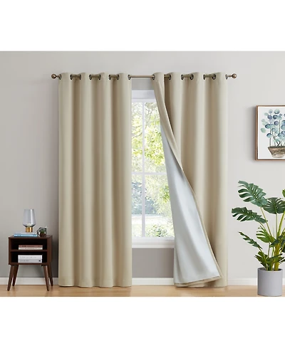 Hlc.me Dakota 100% Complete Blackout Lined Drapery with Double Layer Thermal Insulated Energy Efficient Window Curtain Grommet Panels