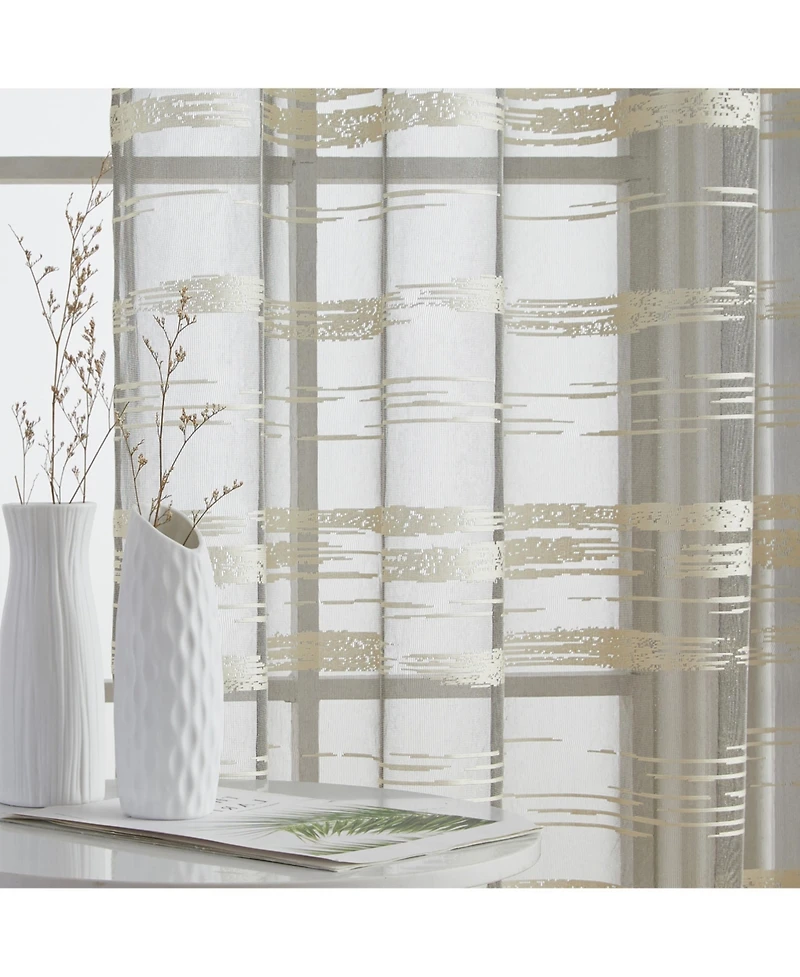 Hlc.me Broadway Stripe Decorative Semi Sheer Light Filtering Grommet Window Treatment Curtain Drapery Panels for Bedroom & Living Room