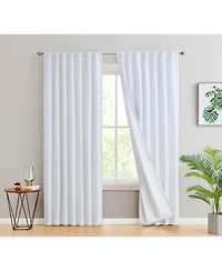 Hlc.me Hamilton 100% Complete Blackout Lined Drapery with Heavy Double Layer Thermal Insulated Energy Smart Rod Pocket Back Tab Window Curtains for Be