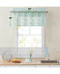 Hlc.me Joyce Lace Sheer Kitchen Curtain Valance Topper - Rod Pocket for Small Windows, Bathroom & Kitchen - 54 W x 18 L