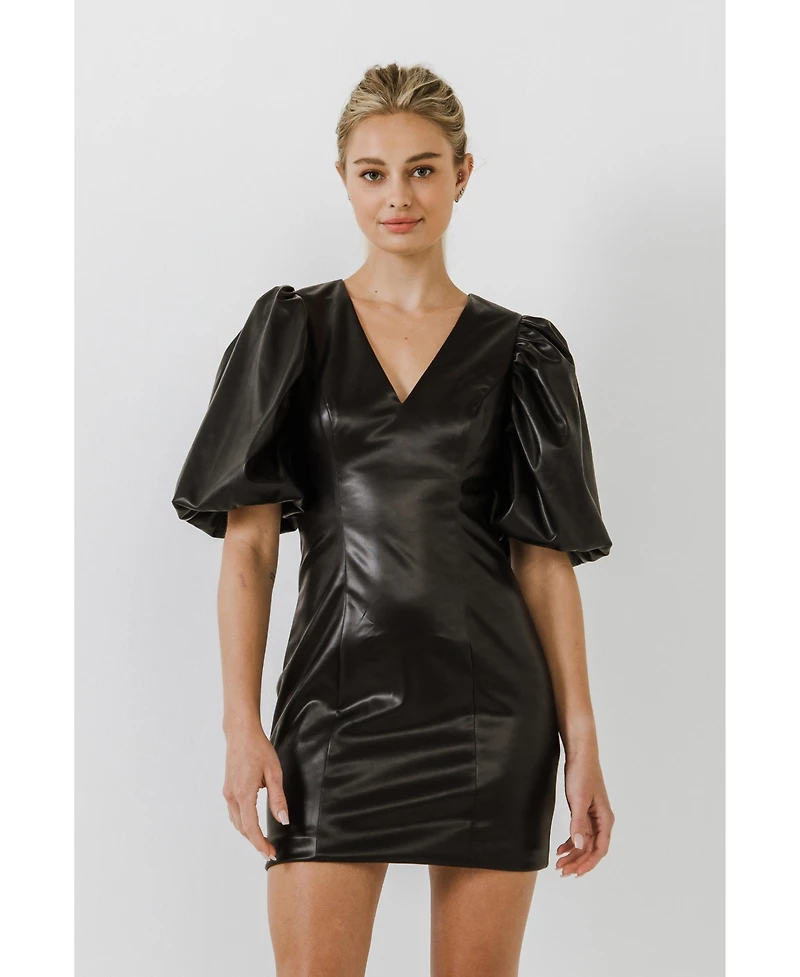 Women's Pu Fitted Mini Dress