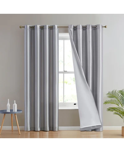 Hlc.me Jefferson Faux Silk Semi Sheer Light Filtering Microfiber Lined Grommet Lightweight Window Curtain Panels