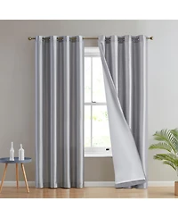 Hlc.me Jefferson Faux Silk Semi Sheer Light Filtering Microfiber Lined Grommet Lightweight Window Curtain Panels