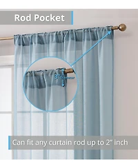 Hlc.me Lauren Semi Sheer Light Filtering Transparent Pocket Top & Back Tab Lightweight Window Curtains Drapery Panels Bedroom & Living Room