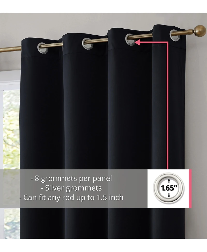 Hlc.me Dakota 100% Complete Blackout Lined Drapery with Double Layer Thermal Insulated Energy Efficient Window Curtain Grommet Panels for Bedroom & Li