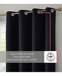 Hlc.me Dakota 100% Complete Blackout Lined Drapery with Double Layer Thermal Insulated Energy Efficient Window Curtain Grommet Panels for Bedroom & Li