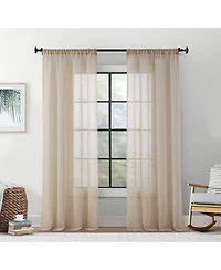 Hlc.me Penelope Faux Linen Textured Semi Sheer Privacy Sun Light Filtering Transparent Window Pocket Hole Thick Curtains Drapery Panels for Bedroom