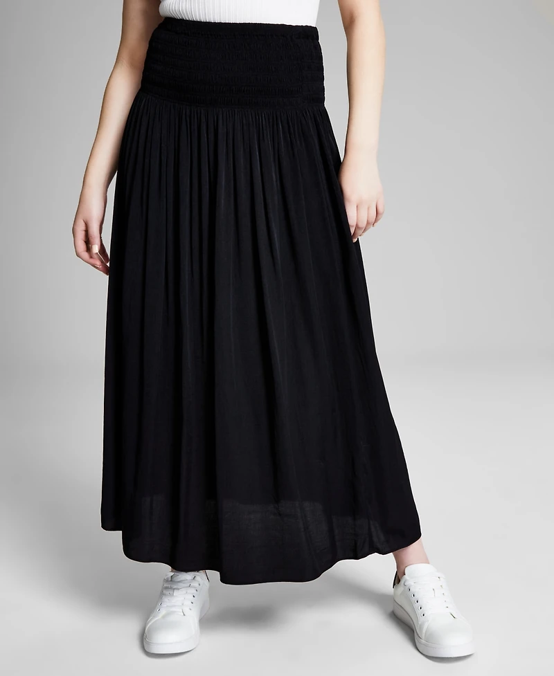 And Now This Women's Smocked Waist Maxi Skirt
