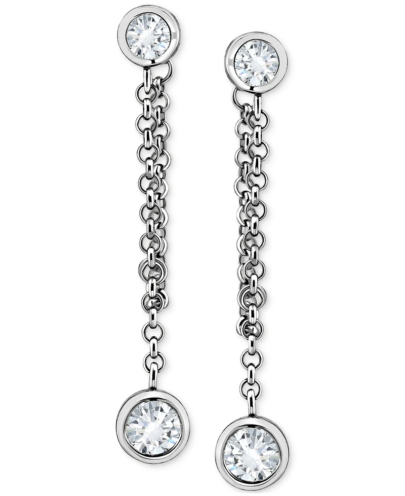 Giani Bernini Cubic Zirconia Chain Bezel Drop Earrings in Sterling Silver, Created for Macy's