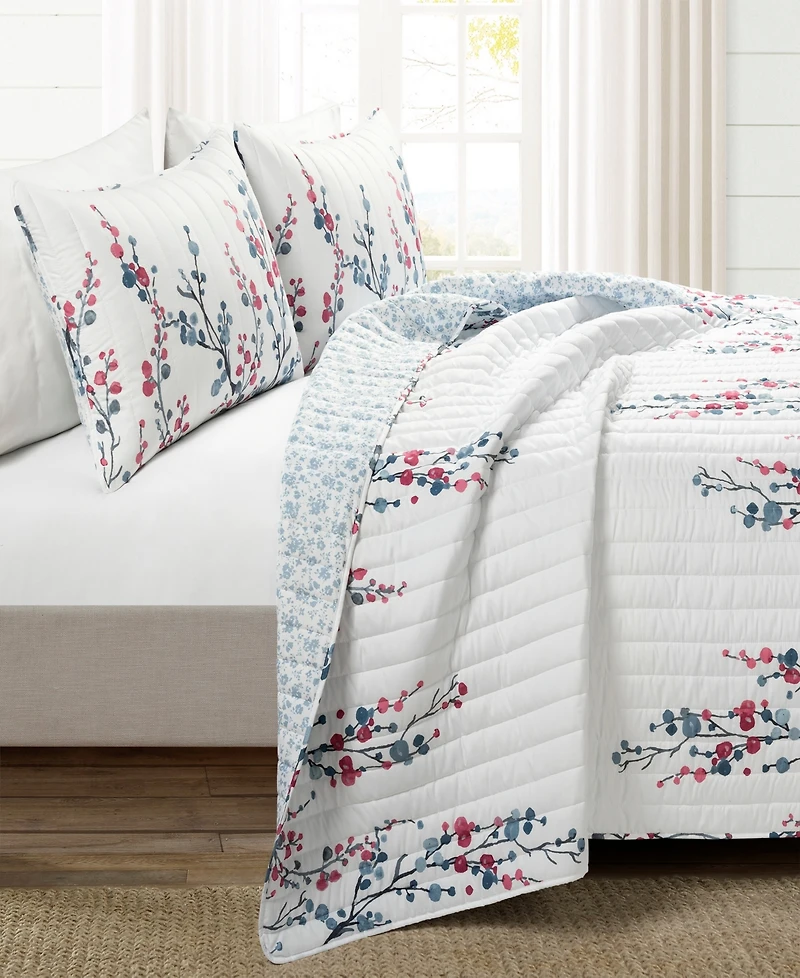 Lush Decor Mirabelle Watercolor Floral Reversible 3 Piece Quilt Set, King