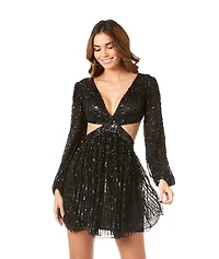 Lara Women's Long Sleeve Cut Out Dress with Lace Up Back