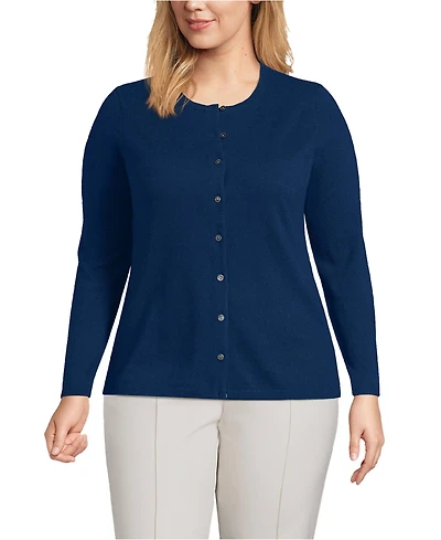 Lands' End Women's Plus Cashmere Cardigan Sweater