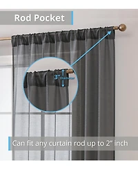 Hlc.me Lauren Semi Sheer Light Filtering Transparent Pocket Top & Back Tab Lightweight Window Curtains Drapery Panels Bedroom & Living Room