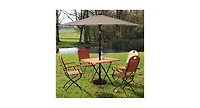 Slickblue 9 ft Patio Solar Umbrella Led Market Steel Tilt With Crank Outdoor