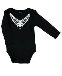 Baby Mode Girls Diamond Necklace Bodysuit, Pants and Socks, 3 Piece Set