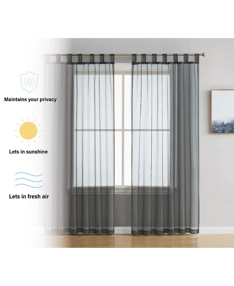 Hlc.me Tab Top Window Curtain Sheer Voile Panels for Living Room & Bedroom