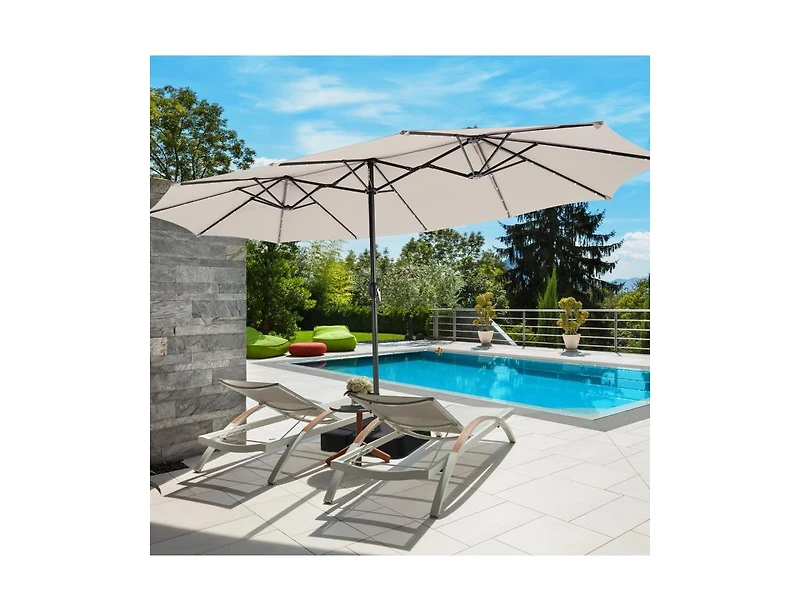 Slickblue Double-Sided Patio Umbrella with 48 Led Lights for Evening Outdoor Shade