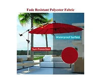 10 ft Patio Offset Umbrella Market Hanging for Backyard Poolside Lawn Garden