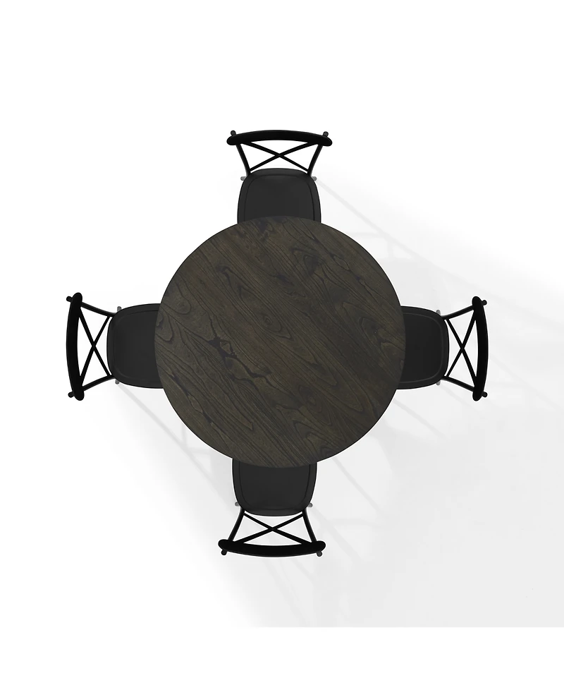 Crosley Furniture Hayden 5 Piece Wood Round Dining Table Set W/Camille Chairs