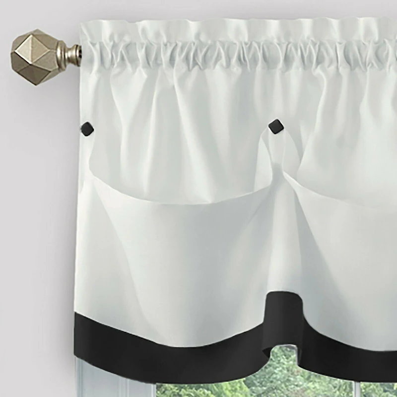 Kate Aurora Country Living Farmhouse 3 Pc Solid Cafe Kitchen Curtain Tier & Tucked Valance Set