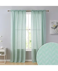 Hlc.me Herringbone Thick Semi Sheer Premium Rod Pocket Window Curtain Panels for Bedroom & Living Room