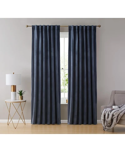 Hlc.me Lopez Velvet Premium Soft Light Filtering Back Tab Rod Pocket Window Treatment Curtain Drapery Panels for Bedroom & Living Room