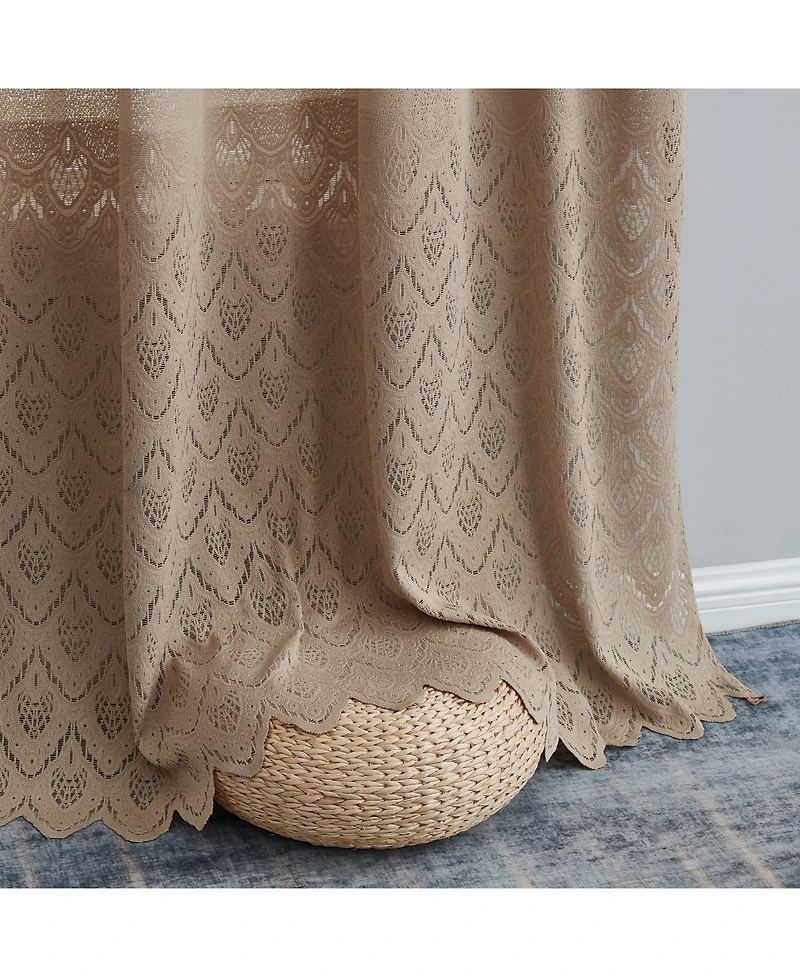 Hlc.me Monaco Premium Soft Decorative Ombre Lace Semi Sheer Light Filtering Rod Pocket Window Treatment Curtain Drapery Panels for Bedroom & Living Ro